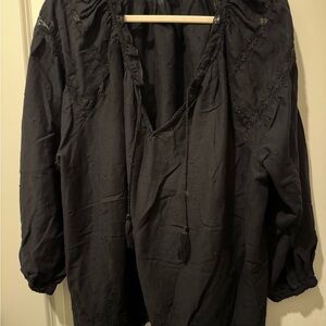 Old Navy Black Boho Lace-Trimmed Top